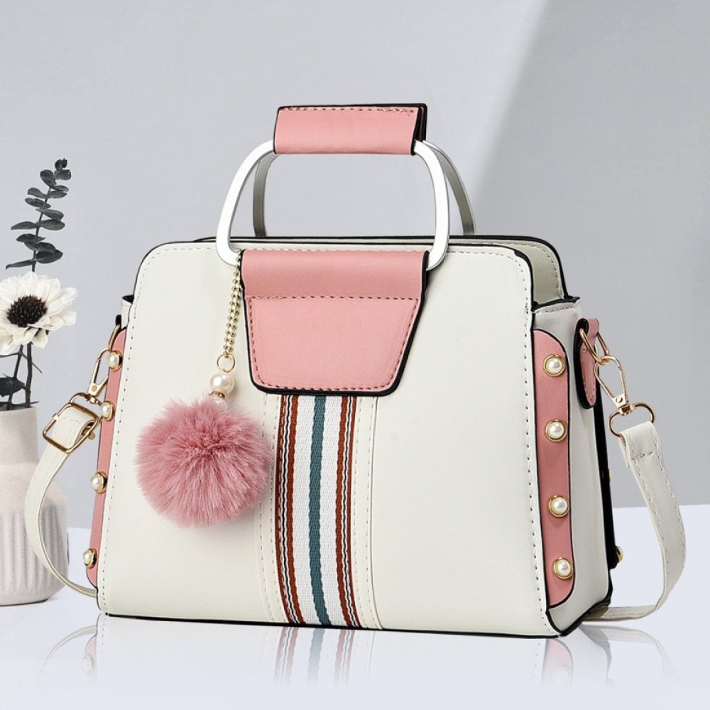 2024 Autumn Fashion Women's Rivet Handbag - PU Contrast Color Large Capacity One Shoulder Crossbody Bag