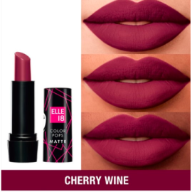 Elle 18 Color Pop Matte Lipstick – Cherry Wine W11, Bold & Smooth Finish, 4.3g