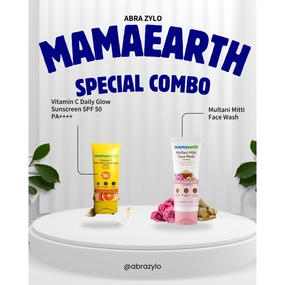 Mamaearth Special Combo - Vitamin C Daily Glow Sunscreen SPF 50 PA++++ + Multani Mitti Face Wash