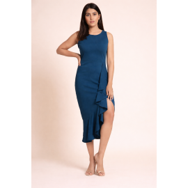 Elegant Red Asymmetric Ruffle Bodycon Dress