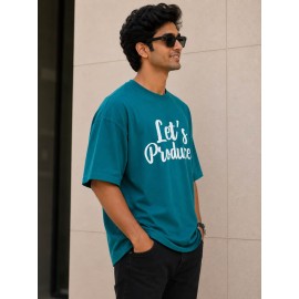 Let's Produce Oversized Script Print T-Shirt