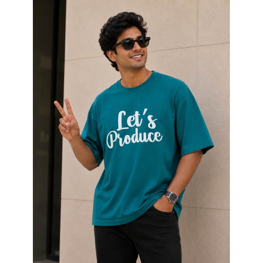 Let's Produce Oversized Script Print T-Shirt