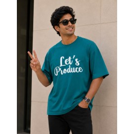 Let's Produce Oversized Script Print T-Shirt