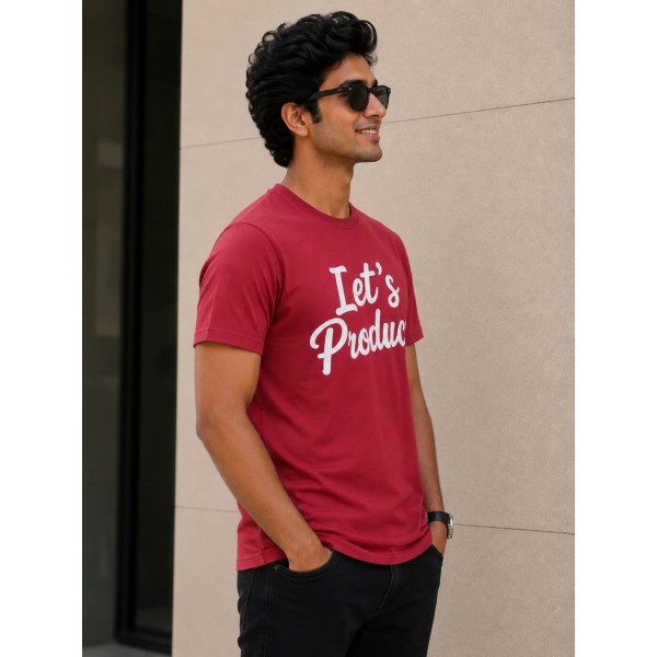  Script Print Slim Fit T-Shirt – Crimson