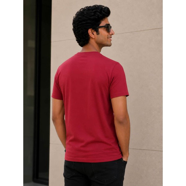  Script Print Slim Fit T-Shirt – Crimson