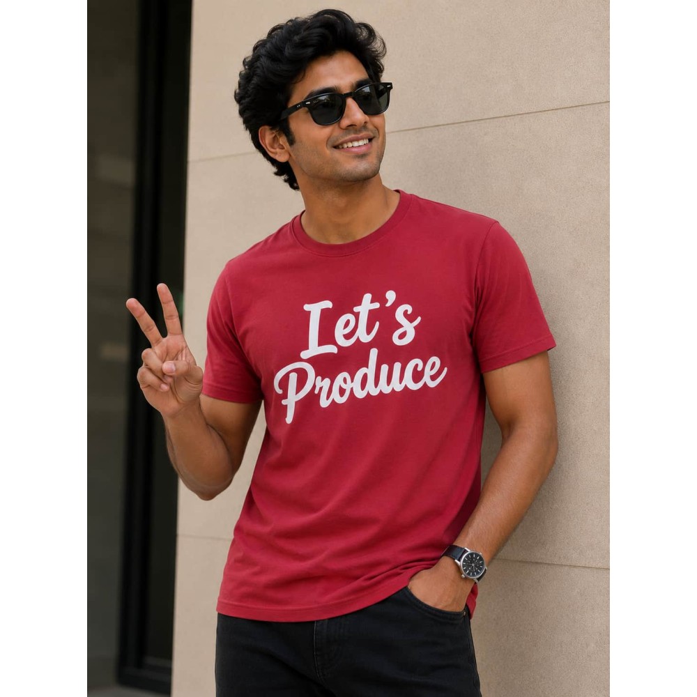  Script Print Slim Fit T-Shirt – Crimson