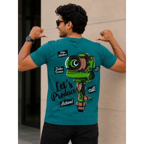 Men's Teal Round Neck Short Sleeve T-Shirt
