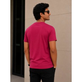 Milano 96 Hot Pink Slim Fit Printed Crew Neck T-Shirt