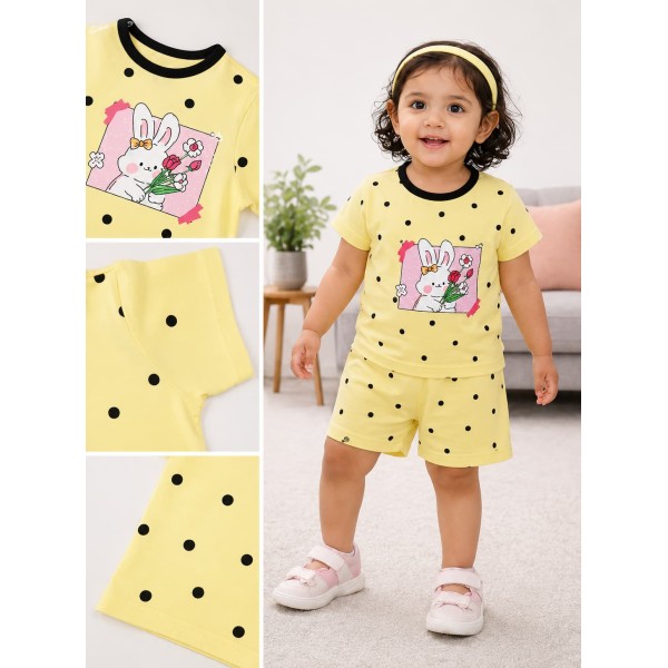 Rabbit Girl Premium Cotton Lycra T-Shirt Shorts Set