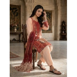 French Crepe Silk Top-Bottom & Dupatta Set 