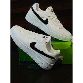 White Casual Sneakers with Black Side Design for Men & Women