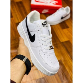 White Casual Sneakers with Black Side Design for Men & Women