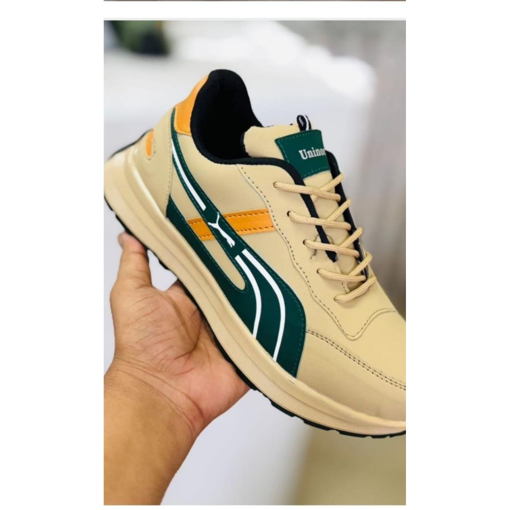 Men’s Beige Casual Sneakers | Lace-Up Daily Wear Shoes