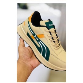 Men’s Beige Casual Sneakers | Lace-Up Daily Wear Shoes