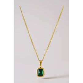 Women's Gold Plated Emerald Green Pendant Necklace