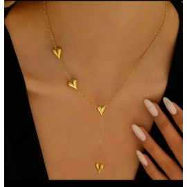 Minimalist Gold-Tone Heart Drop Necklace