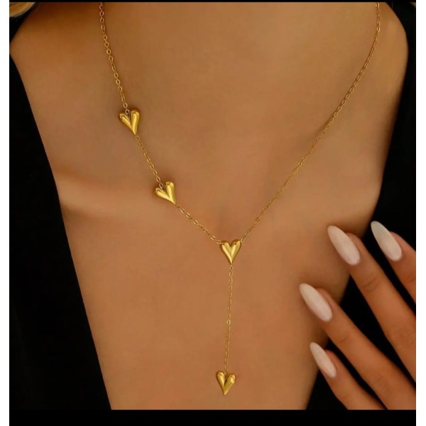 Minimalist Gold-Tone Heart Drop Necklace
