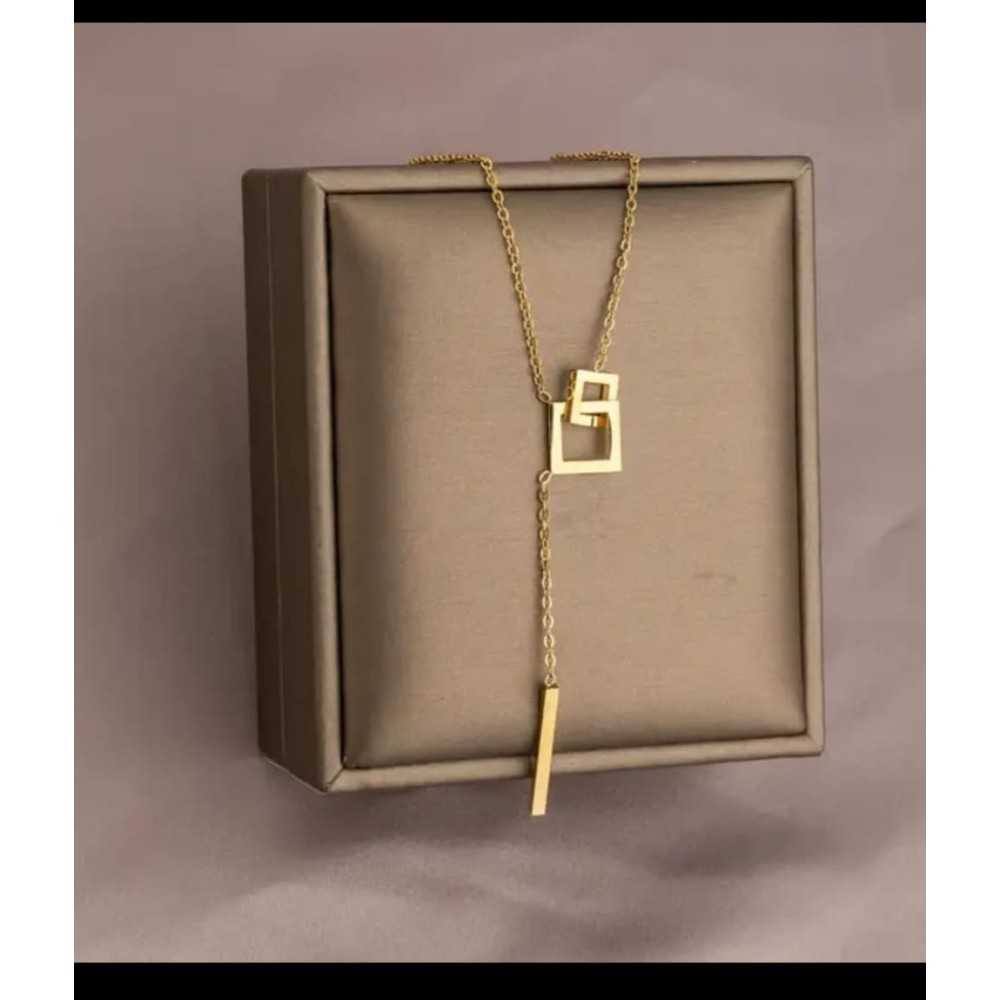 Minimalist Gold-Tone Geometric Drop Necklace for Women