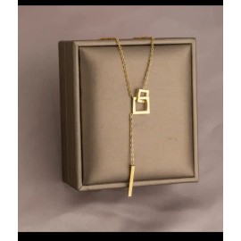 Minimalist Gold-Tone Geometric Drop Necklace for Women