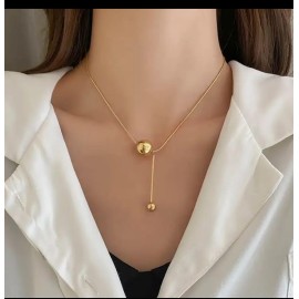 Minimal Gold-Tone Ball Drop Necklace