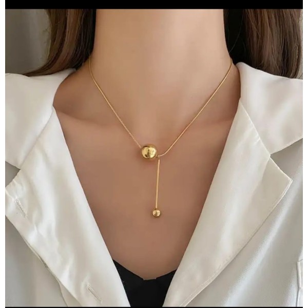 Minimal Gold-Tone Ball Drop Necklace