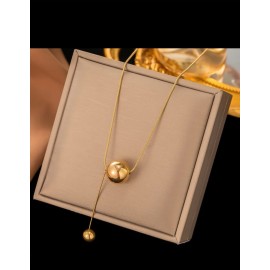 Minimal Gold-Tone Ball Drop Necklace