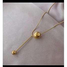 Minimal Gold-Tone Ball Drop Necklace
