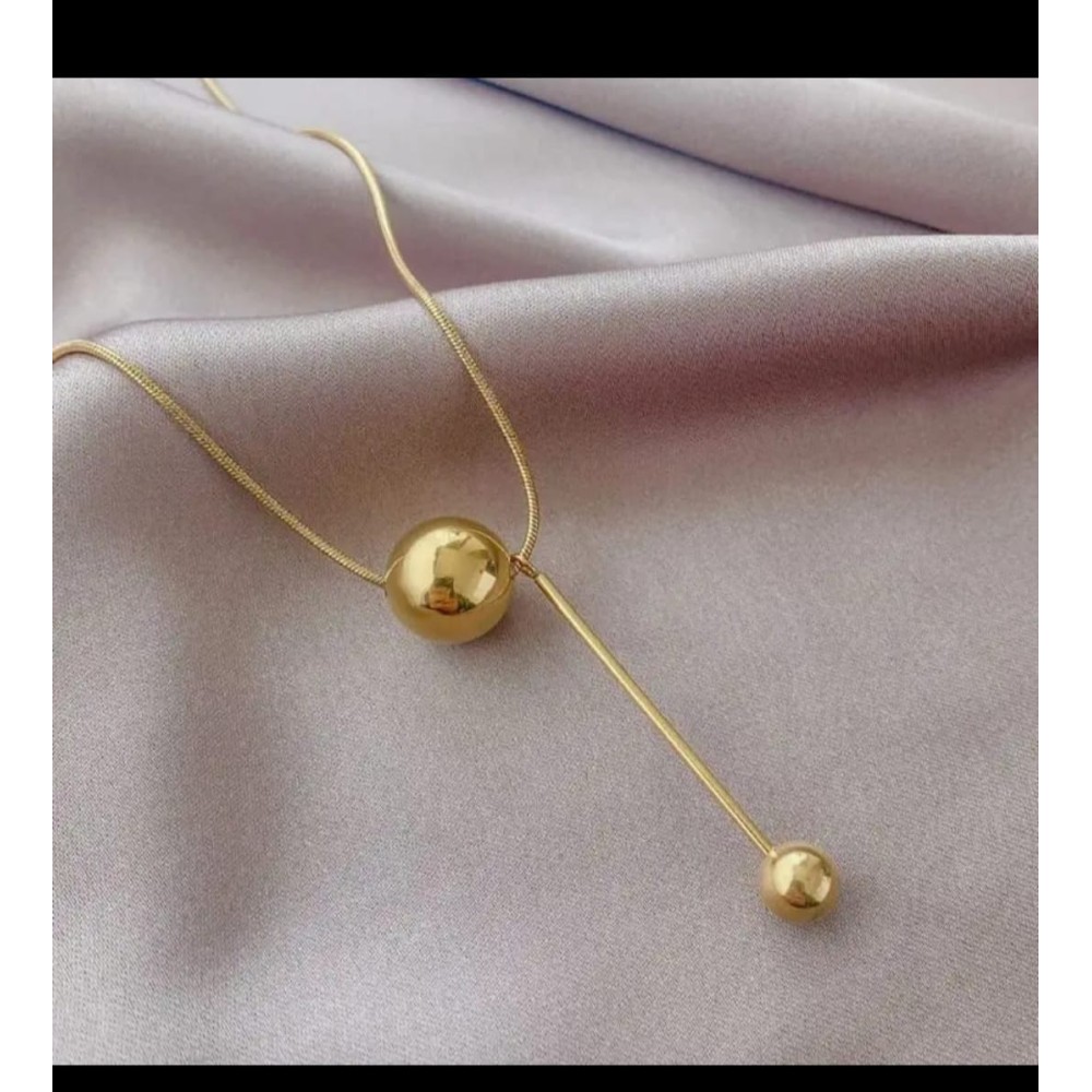Minimal Gold-Tone Ball Drop Necklace