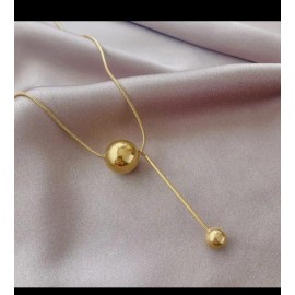 Minimal Gold-Tone Ball Drop Necklace