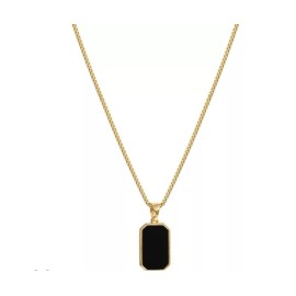 Elegant Rectangular Black and Gold Pendant Necklace