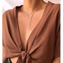 Geometric Square Lariat Necklace for Women
