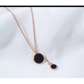 Black Dual Circle Pendant Necklace