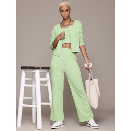 Women's 3-Piece Mint Green Lounge Co-ord Set