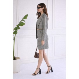 Women's 3-Piece Checkered Blazer Co-ord Set" or "Houndstooth Pattern
