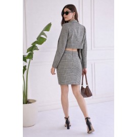 Women's 3-Piece Checkered Blazer Co-ord Set" or "Houndstooth Pattern