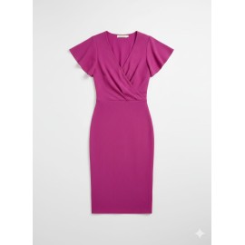 Women’s Pink V-Neck Wrap Bodycon Dress