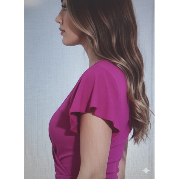 Women’s Pink V-Neck Wrap Bodycon Dress