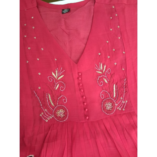 Women’s Pink Embroidered Anarkali Kurta Set with Dupatta