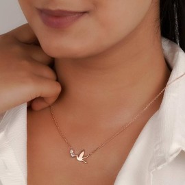 Silver Flying Bird Crystal Pendant Necklace
