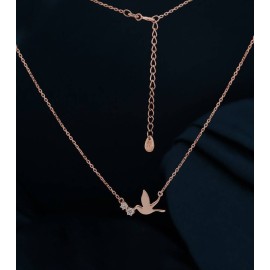 Silver Flying Bird Crystal Pendant Necklace