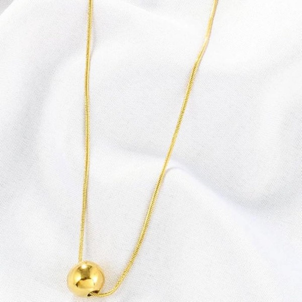 Gold Classic Ball Pendant Snake Chain Necklace