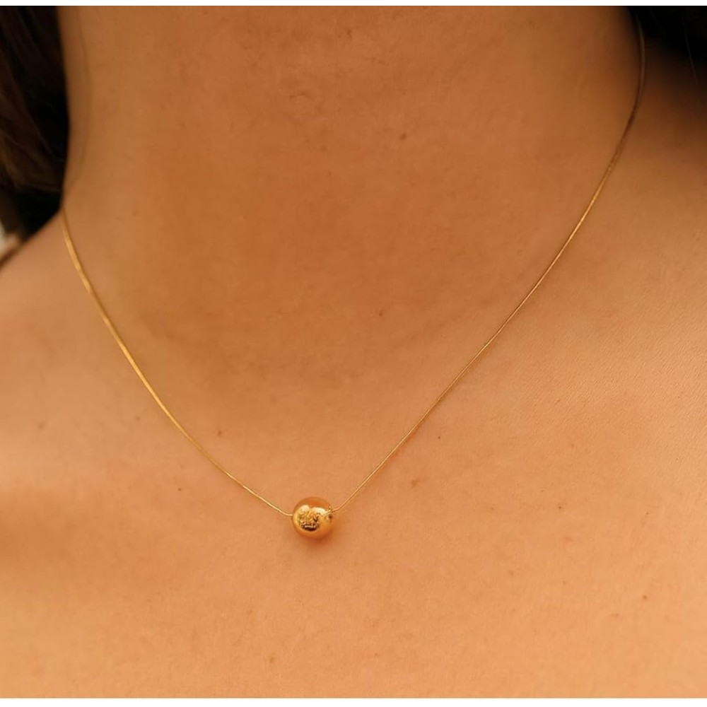 Gold Classic Ball Pendant Snake Chain Necklace