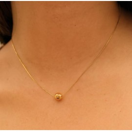 Gold Classic Ball Pendant Snake Chain Necklace