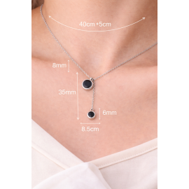 Black Dual Circle Pendant Necklace