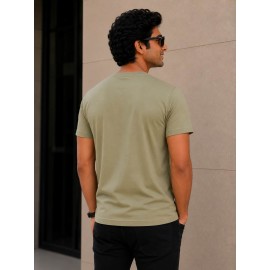 Racing Team Graphic Print Slim Fit T-Shirt – Olive Green