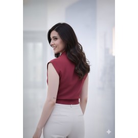 Women’s Maroon Sleeveless Wrap Neck Top