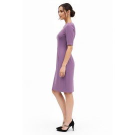 Kibo Casual Women's Purple Polyester Solid Boat Neck Dress