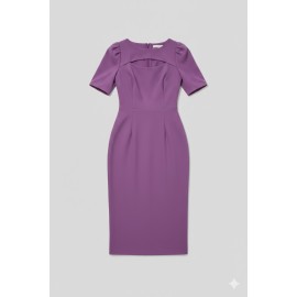 Kibo Casual Women's Purple Polyester Solid Boat Neck Dress