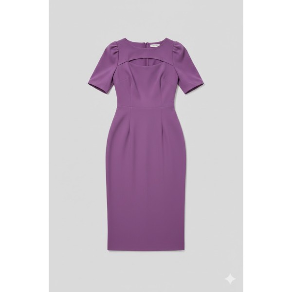 Kibo Casual Women's Purple Polyester Solid Boat Neck Dress