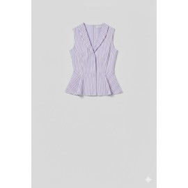 Women's Lavender Striped Sleeveless Peplum Wrap Top
